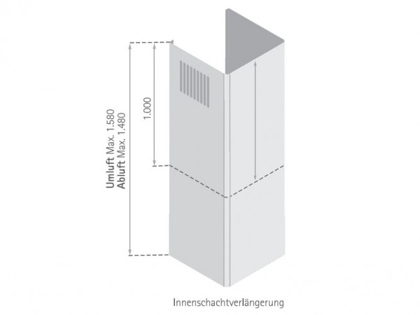 Schachtverlängerung Innenschacht Wandhaube 1m