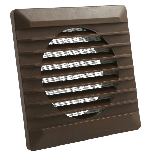 Lüftungsgitter Ø 100 mm Kunststoff braun mit Fliegengaze