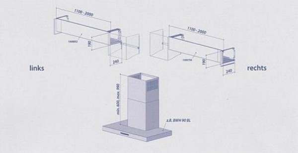 Seitlicher Ausgang rechts im Komplettpaket bis 1000 mm