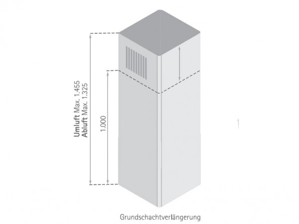 Schachtverlängerung Grundschacht Inselhaube 1m